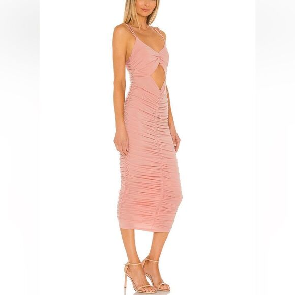 Michael Costello x Revolve Kara Midi Dress in Light Mauve.Size M - Picture 2 of 13